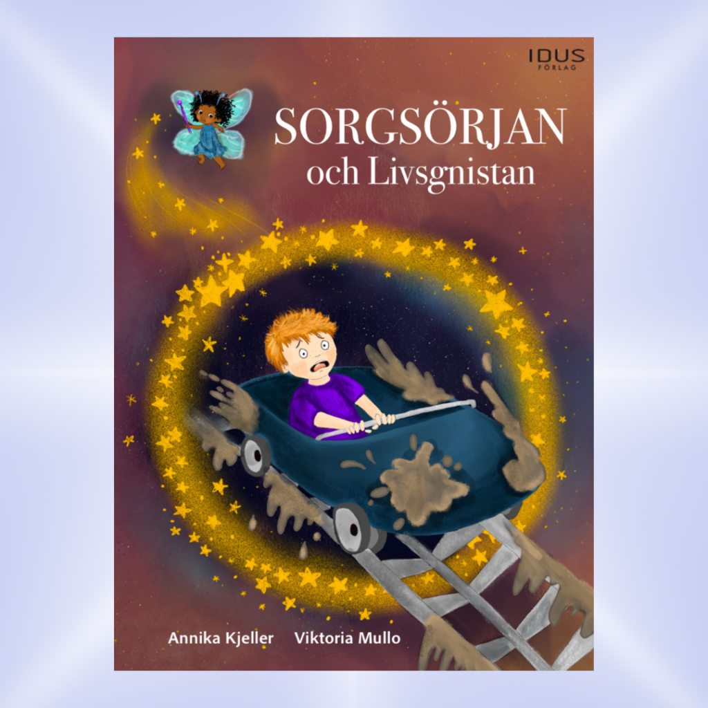 Bild som visar ett bokomslag med en pojke som åkler berg-och-dalbana genom en ring av stjärnor.. Han ser rädd ut.